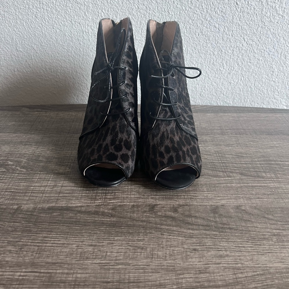 Louise et Cie Black Leopard Lace-Up Ankle Boots